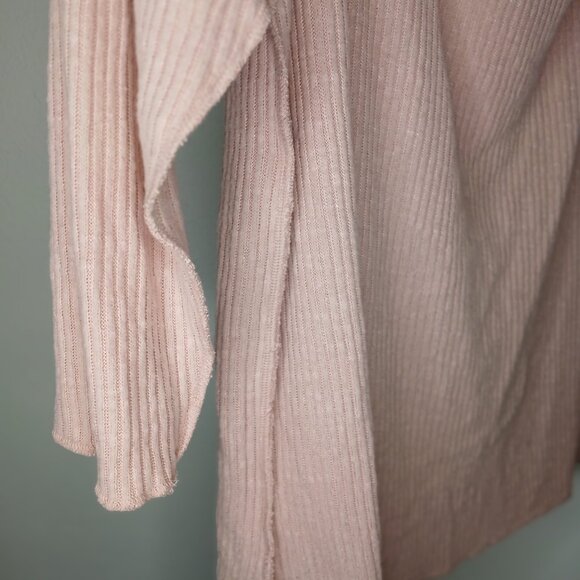UEC Maurice's Cowl Neck Cinch Shoulder Sweater Blush Pink Ribbed Coquette sz 1X - Picture 2 of 13